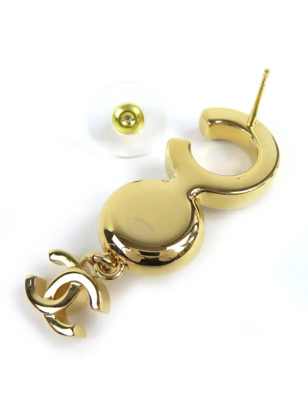 Chanel Cc Logo Earrings Gold-Tone Metal #250100C11B